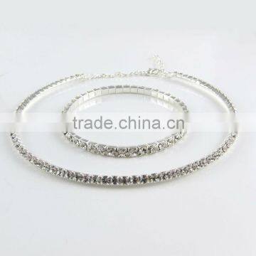 High Quality 1Strand 1Row Full Crystal Rhinestone Chocker Necklace and Bracelet