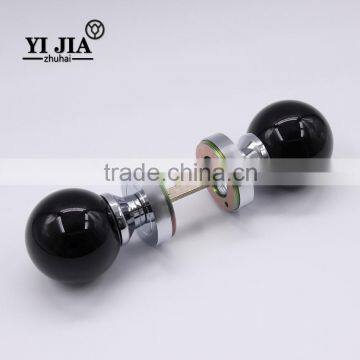 2 3/8 inch black globe shape zinc base glass handle door knobs