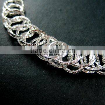 19cm Silver Plated Brass Faceted Round Circle Link Fashion DIY Bracelet Supplies 1900074 photo-3