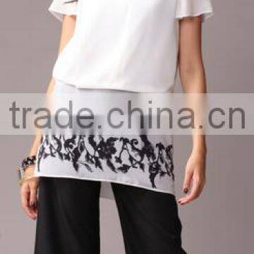 Pretty Steps 2016 elegant ladies casual chiffon top high quality round collar blouse for women