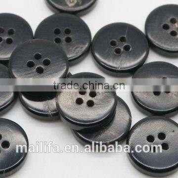 Real 4 Holes Round Natural Dark Brown Bufflao Horn Button for Suit, Sweater, Jacket