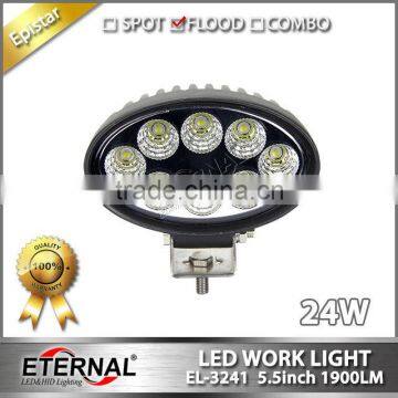 24W oval shape farm agriculture equipments tractor harvester machinery truck flood led working light