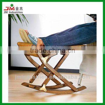 Folding Wooden Footstool&Footrest with PU Leather