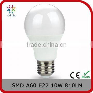 G60 810lm 10w replacement 80w E27 plastic body and aluminum inside lighting bulb with ERP standard