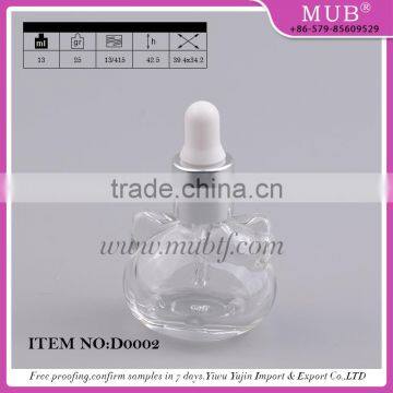 Bear Shaped Empty Glass Bottle With Dropper for Cosmetic Essential Oil photo-1