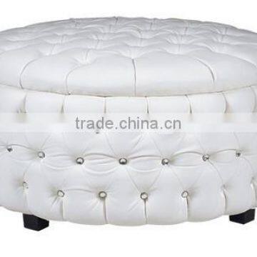 Round ottoman button tufted sofa