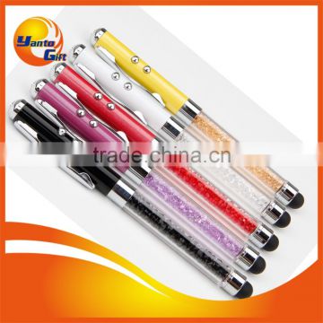 4 in 1 Crystal Stylus pen with LED and laser pen