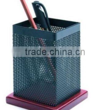 Store More Rectangle Wood Bottom Metal Mesh Pencil Holder photo-2