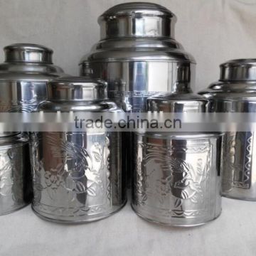 2500g stainless steel tea canister/coffee canister/tea coffee canister/tea container/container store canisters