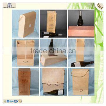 Unfinished Hinge 3 Bottles Wooden Wine Gift Box photo-6