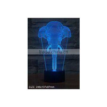 3D elephant illusion color changing USB cable night light