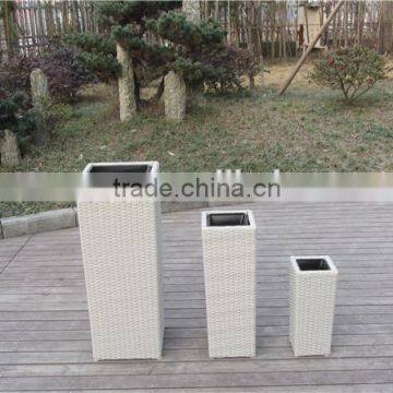 White Outdoor Square Rattan Flowerpot Sets Garden Supplies