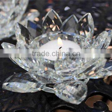 Beautiful Clear Crystal Lotus Candle Holder