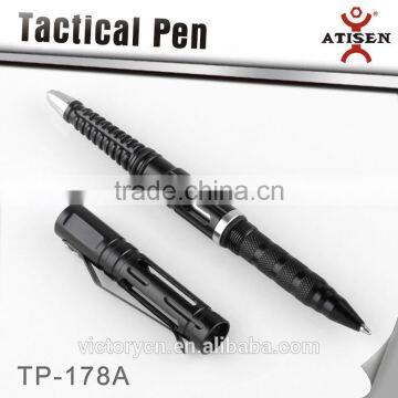 Black 6061Aluminum steel Hollow out Tactical ball point pen,glass breaker 2 in 1 TP-178A