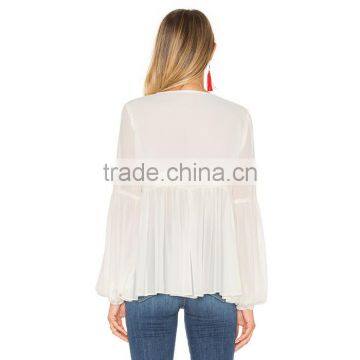 Long Sleeve Casual White Blouse For Middle Aged Women photo-3