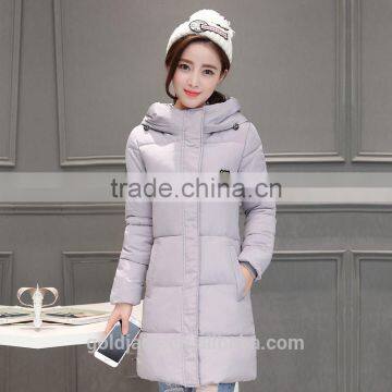 Korean women long hooded cotton padded jacket slim down jackets women 2016 winter coat