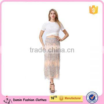 Latest Ladies Elegant Fashion Beautiful Party Skirt Sequin Beading Embellishment Skirt Long Skirt photo-1