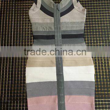 Good Quality HL Grey Gradient Sleeveless Bandage Dress Celebrity Slim Mini Dress photo-5