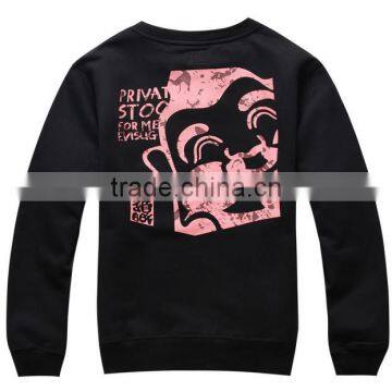 Normal Style Mens Black Slim Fit Crewneck Sweatshirt Street Wear Custom Printed Sweatshirt OEM