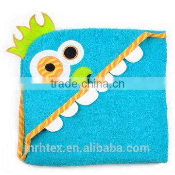 Eco-friendly Embroidery Designs Ring Spun Cotton Velour Wholesale Hooded Baby Towel for Bathroom