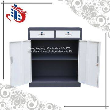 Gray 2 Door Short File Cabinet,2 Door Metal File Cabinet With Drawer photo-3