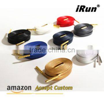 Shinny Navy Plated Tips Faux PU Sheepskin Leather Shoes Laces for Canvas Boots Skating Shoes & Golf Shoes - Amazon Label Service photo-4