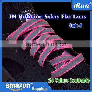 2016 Hot Sale 3M Safety Shoelaces For Sports - 8MM Flat Feature - Polyester 3M Reflective Laces With Retail Package - 24 Colors photo-3