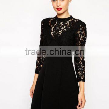 A-Line Dress with Lace Insert