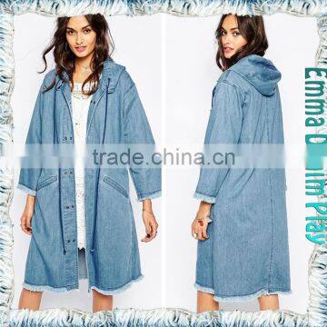 Free shipping 2015 fall new design antique denim dresses long sleeve cowboy woman's long hoodies coats