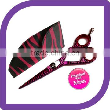 professional hairdressing hair scissors shears 5.0" PINK ZEBRA WITH POUCH