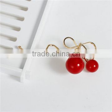 Beautiful Girl Wave Gold Plated Red Cherry Acrylic Hair Clips