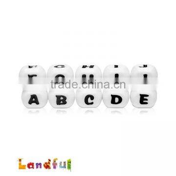 Loose Food Grade Silicone Alphabet Teething Beads Chewable Jewelry