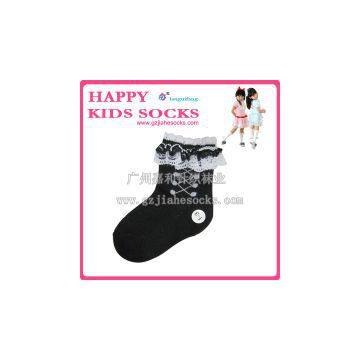 Custom Children Socks,knitting Kids Socks, Lace Cotton Girl Socks photo-3