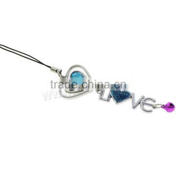 Chinese supplier fashion mobile accessories phone heart lanyard