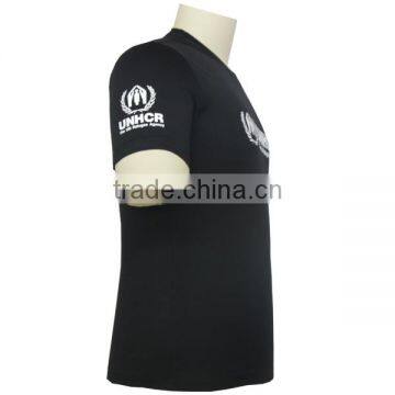 Silk Screen Printing Short Sleeve Black Scoop Neck T Shirt For Men photo-4