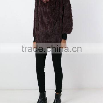 YR975 Factory Sale Poncho New Style Hand Knitting Rabbit Fur Two Tone Cape photo-4