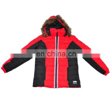 Men's 100 Polyester Padded Jackets with Fur Hood