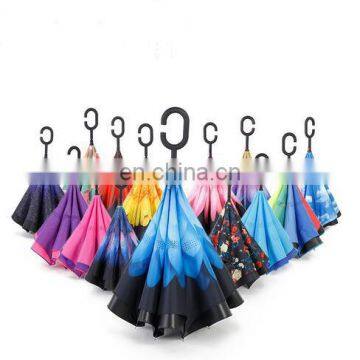 Customized C Handle Double Layer Inverted Umbrella Reverse Car Umbrella