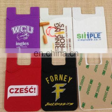 Customize logo printing silicone card holder, earplug cable pocket, silicone coin wallet pocket for universal cell phone