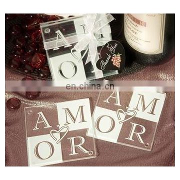 AMOR Glass Coaster Wedding Favors