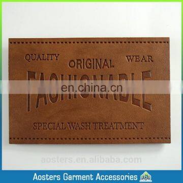 custom jeans debossed real pu leather labels