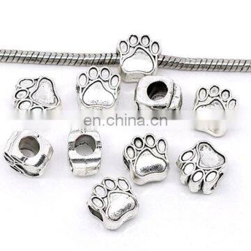 European style antique silver 11mm x 11mm paw wholesale beads