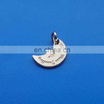 Silver plating crescent moon design custom engraved logo metal tags