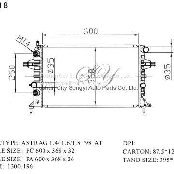 Auto Radiator for Opel Astrag 1.4/1.6/1.8 ′98 at