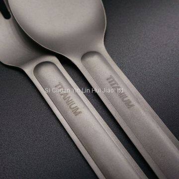 Titanium Spork - Lightweight & Strong Metal Spoon, Fork, Knife Cutlery Includes Storage Bag From Wild Peak photo-4