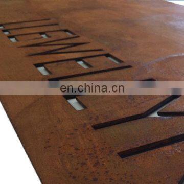 Custom outdoor advertising corten steel logo signage maker