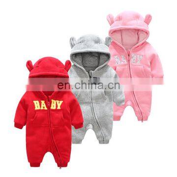 New fashion baby autumn and winter warm thin cotton plus cotton zipper newborn baby newborn clothes romper