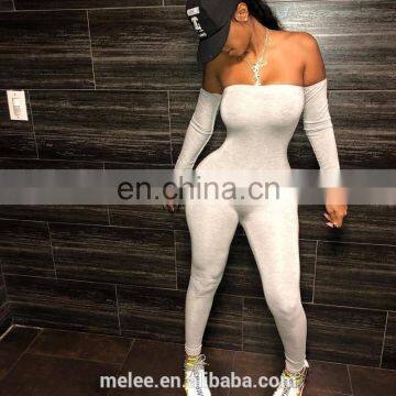 New Arrivals Women Sexy Solid High Flexibility One-Shoulder Jumpsuits 2021 Summer Ladies Long Sleeves Rompers Suitable Nightclub photo-2