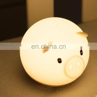 Best Selling 2021 Colorful Pig LED Night Light Silicone Cartoon USB Charging Touch Silicone Lamp