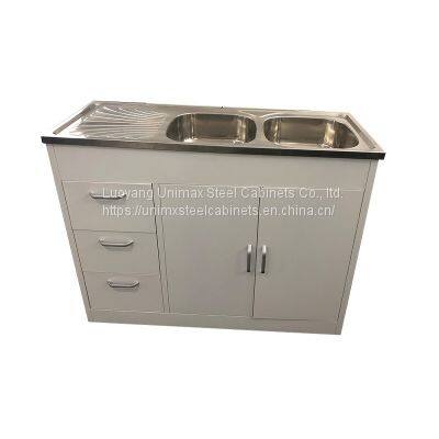 Base Steel Kitchen Cabinet 2 Doors 3 Drawer 1200L X 500W X H900mm (white, With Sink) photo-3